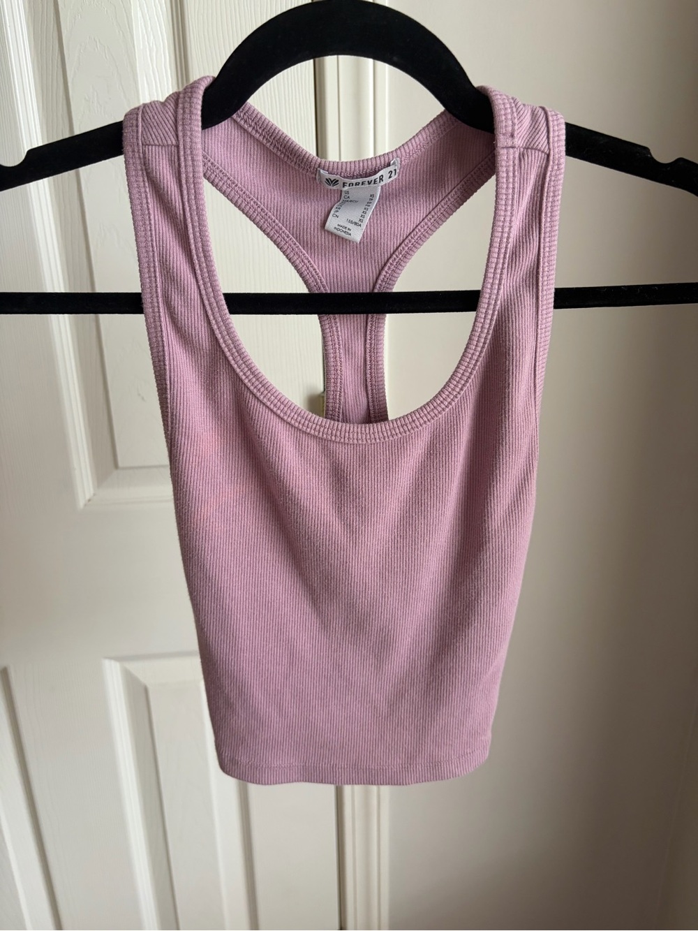 Forever 21 Ribbed Racerback Tank - Light Mauve